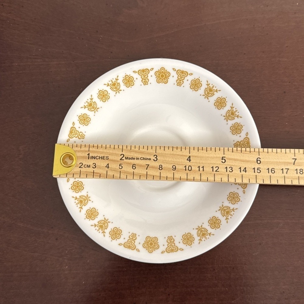 Corelle‎ Butterfly Gold Saucers Set of 8 White Gold Vintage 6" Vitrelle Glass - Picture 6 of 15